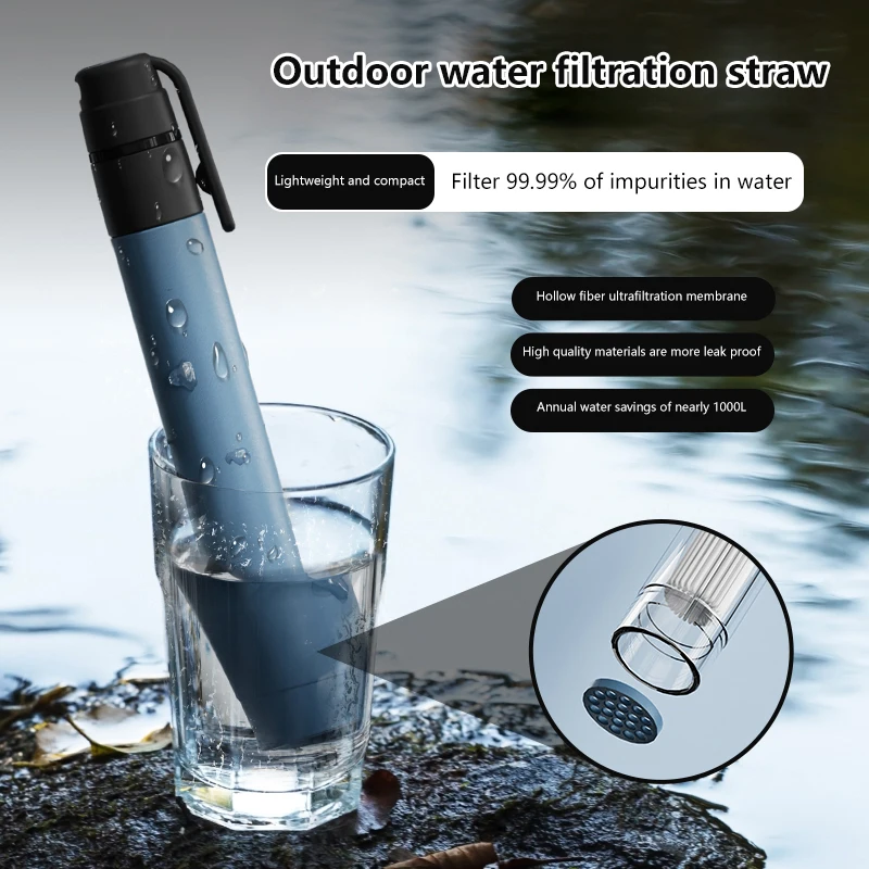 1pcs Outdoor Mini Water Filter Straw Emergency Portable Water Filtration System For Camping Hiking Outdoor Water Purifier