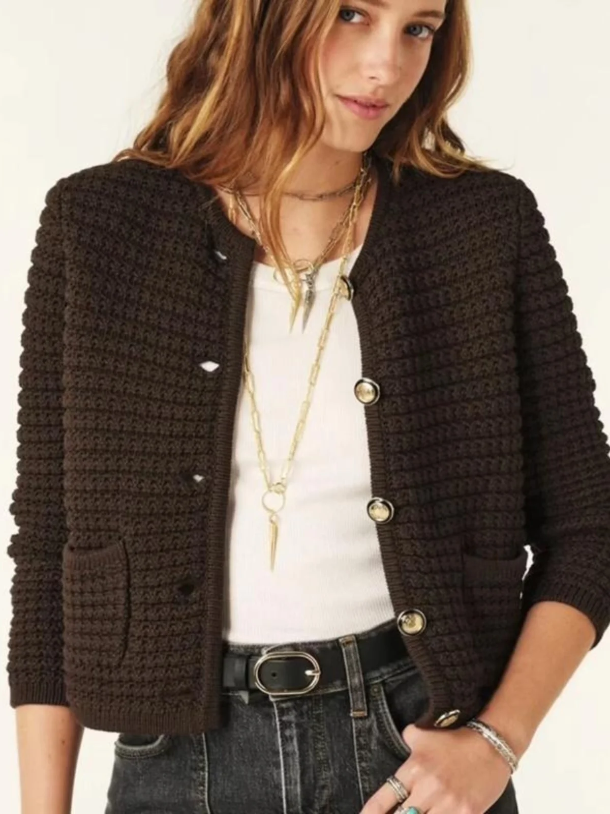 Nieuwe kleur BS puur katoen gebreid vest jas enkele knop Bla Ele Thi Weave lente zomer herfst dames Faion