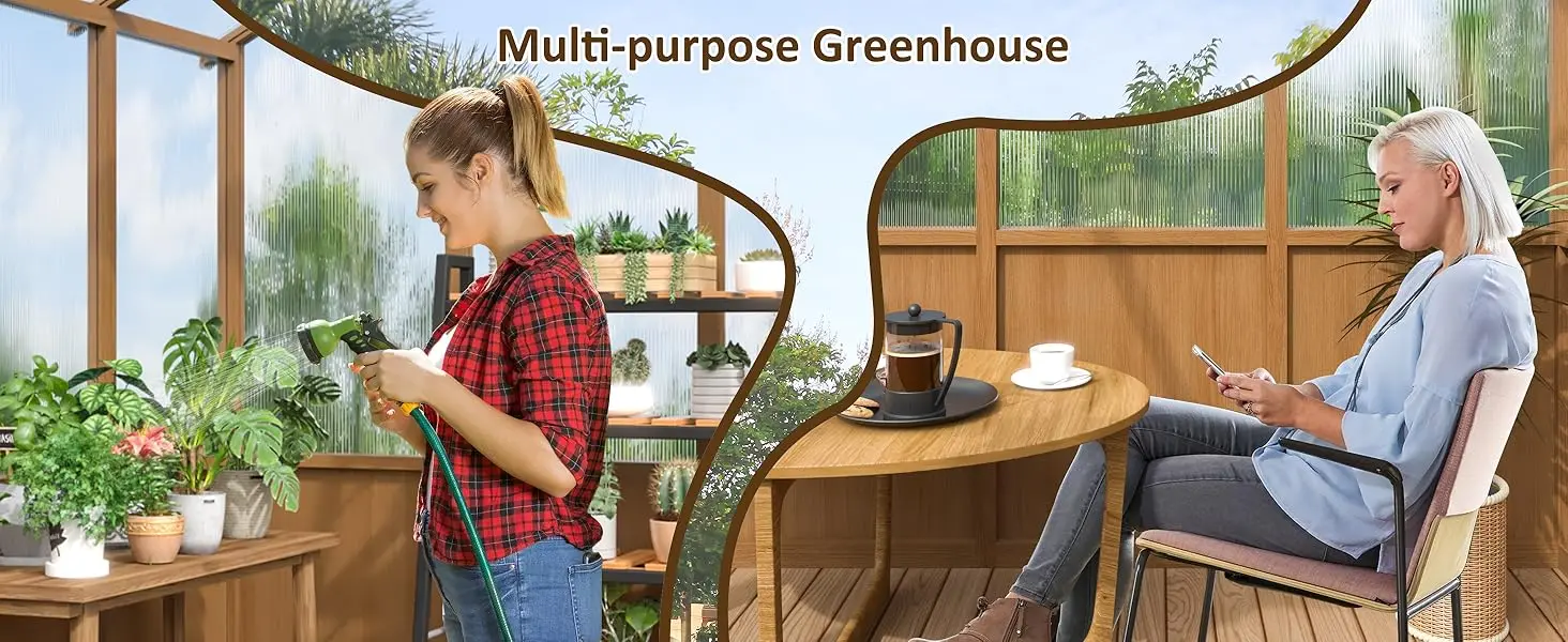 

ХОГОА! 6 x 8 футов (около 1,8 x 20,3 метра) теплица из поликарбоната, наружная теплица с отверстием на крыше, сверхмощная