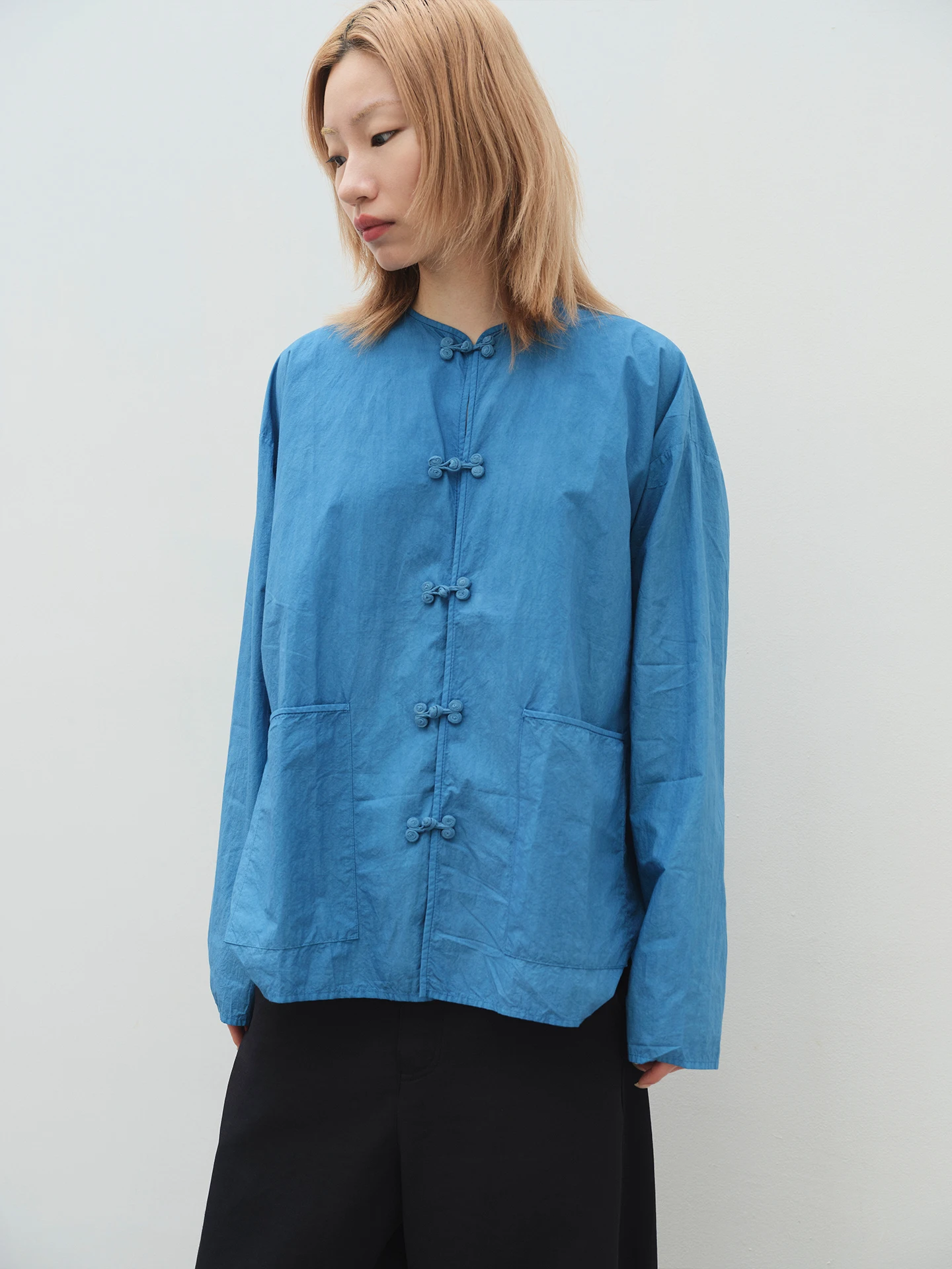 

Chinese Style Cotton Shirt Women's Long Sleeve Button up Plant Dyeing Traditional Embroidery Spring Summer New Arrivals