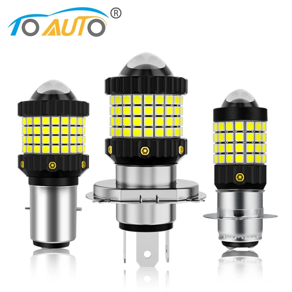 Bombillas LED para faro delantero de motocicleta, lámpara Hi Lo, H4, BA20D, P15D, H6, CSP, blanco, amarillo, accesorios para Scooter, cc 12V