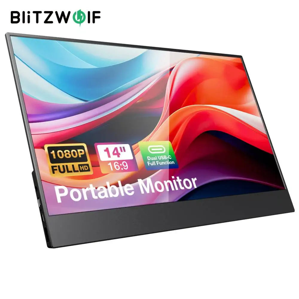 BlitzWolf PCM3-AIR 14Inch 1920*1080P FHD Portable Monitor Dual USB-C Full Function Multiple Mode Computer Gaming Monitor