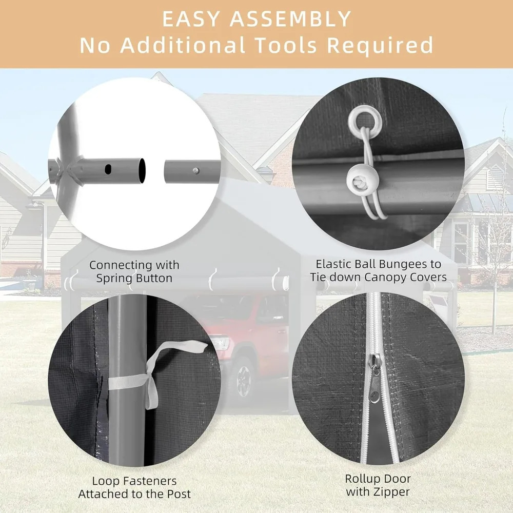 

Навес для автомобиля, 12x20 футов, сверхпрочный, со съемными боковыми стенками и дверями, переносной гараж с рулонными воротами, на заказ