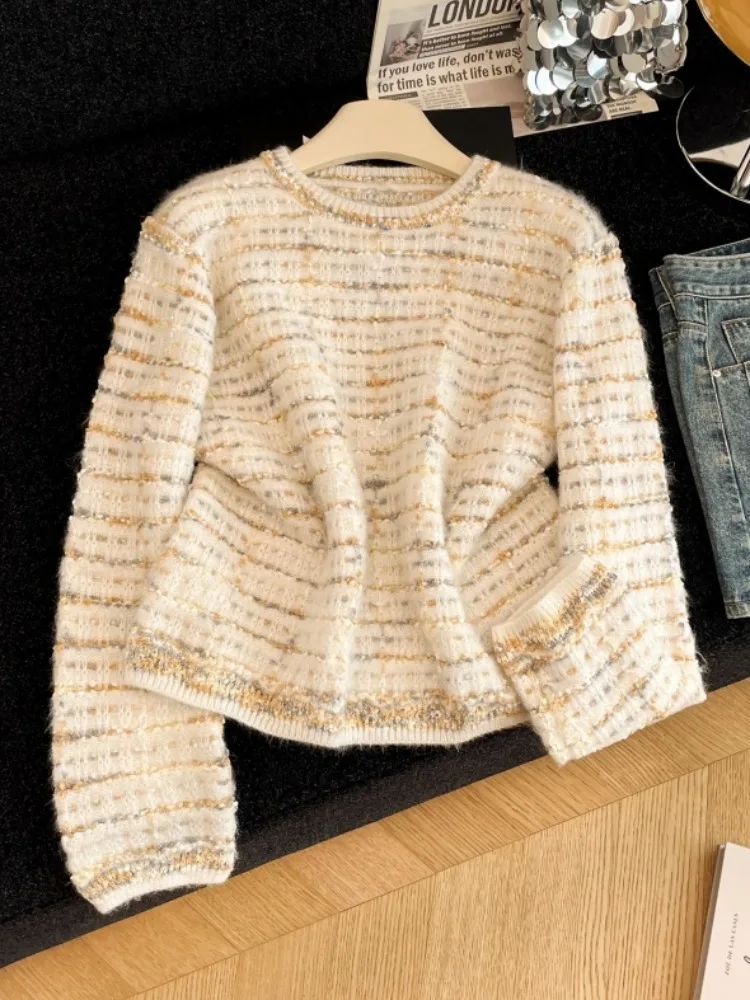 

Soft Cozy Winter Knitwear Women's Loose Fit Faionable Outerwear Sweater Milkin Sle Versatile Slimming Effect