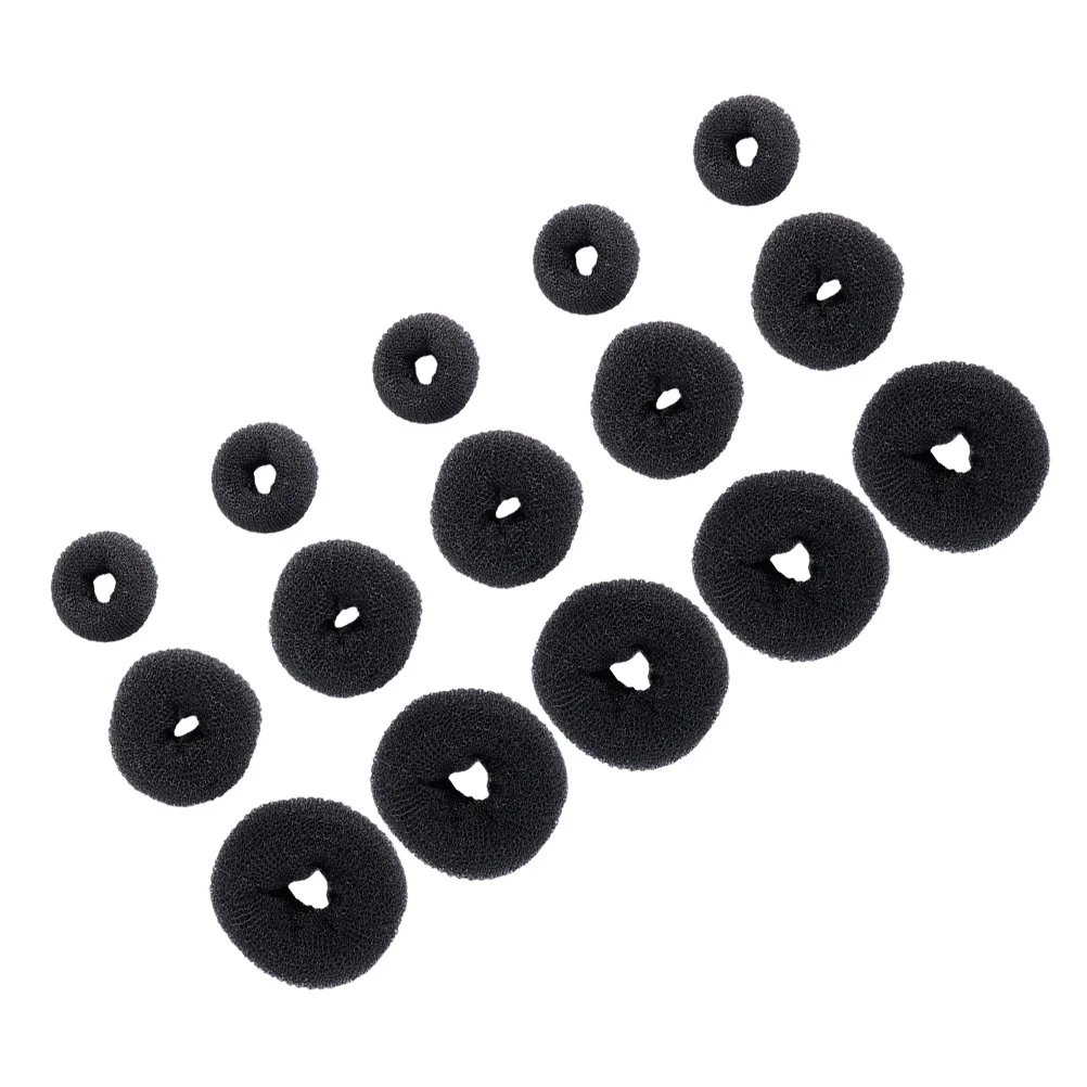 

15pcs Hair Donut Bun Maker Set Nylon Volume Enhancer For Wedding Prom Date Updo Ponytail Styling Bun Former Tool