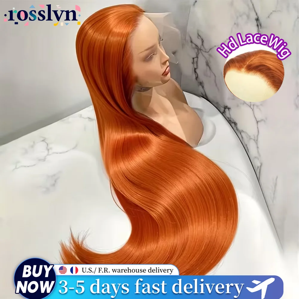 

Rosslyn 220% Density 350 Orange Ginger Human Hair Wig 13x6 Hd Lace Wig Human Hair Bone Straight 13x4 Lace Frontal Colored Wig