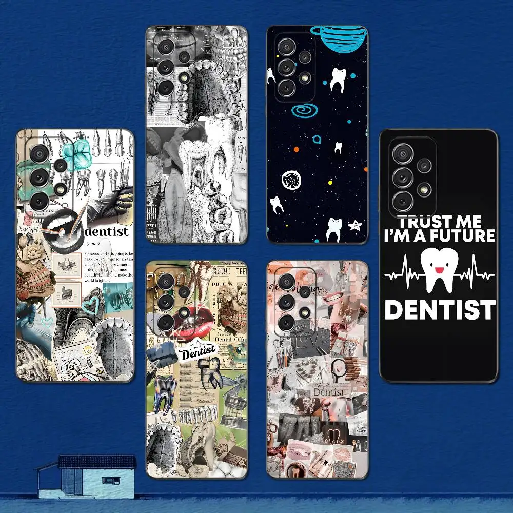 Tooth Healthy Dentist Dental Phone Case For Samsung S22,S21,S20,S10,S9,S25,S24,S23,Ultra,FE,Plus,Lite,Soft Silicone Black Cover