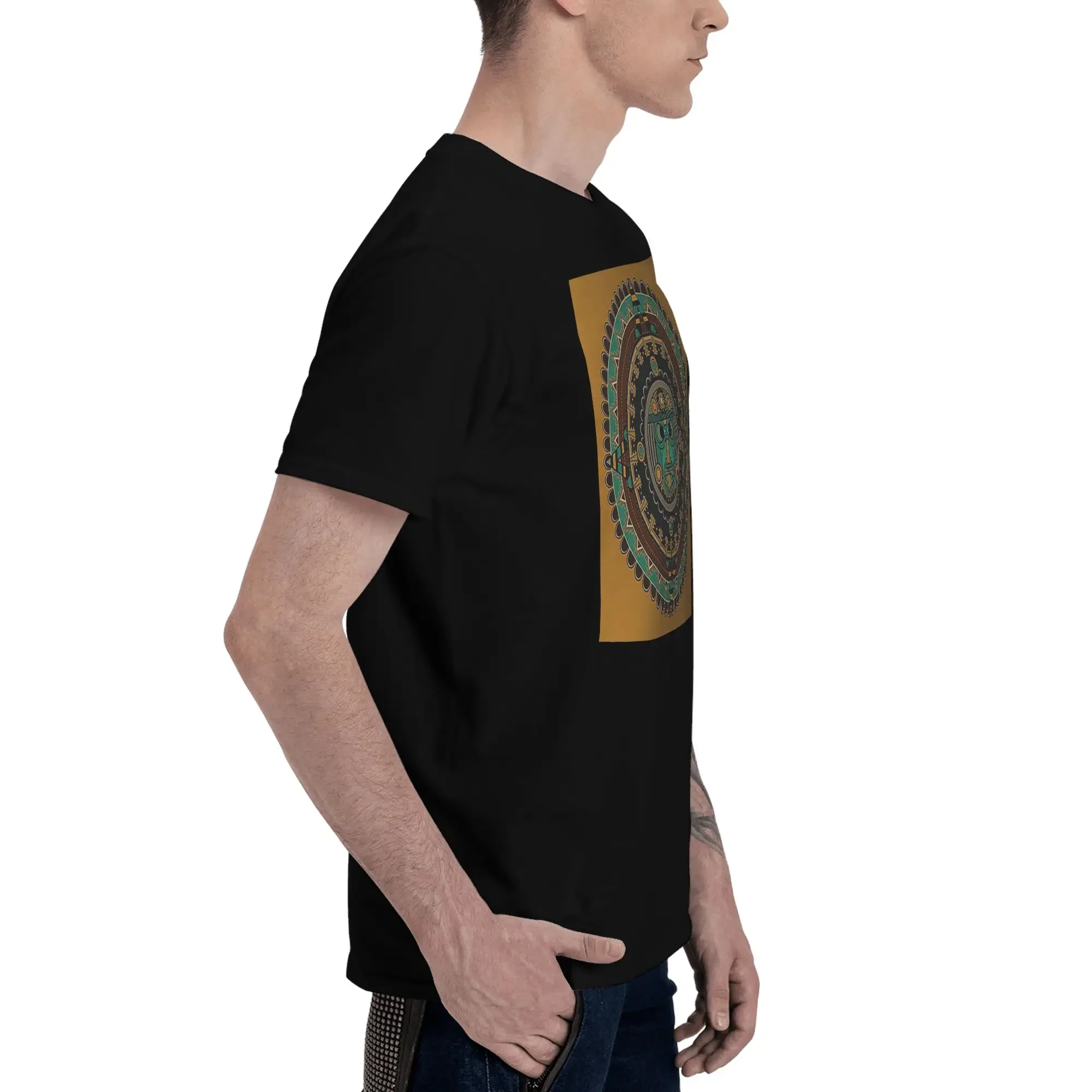 Aztec Calendar Men T-Shirt Plus Size T Shirts Men's Crew Neck Cotton Tees Short Summer Male
