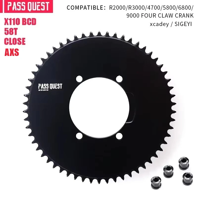 PASS QUEST AXS 42T チェーンリング 110BCD 4ボルト エアロ ブラック