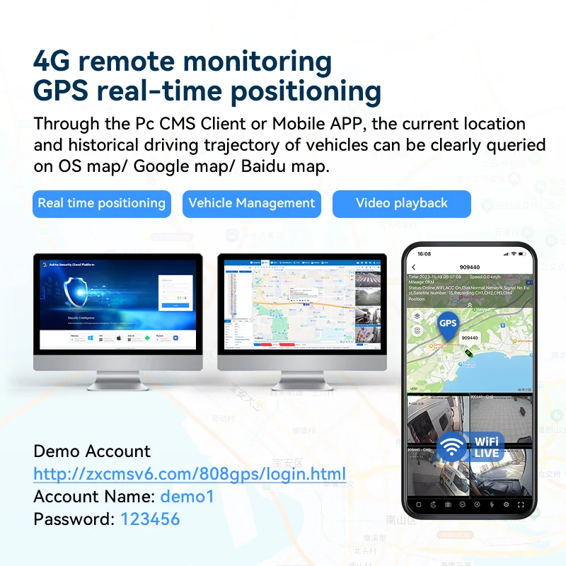 Big storage mobile dvr 7inch monitor 4pcs car camera 4ch 4g gps wifi hdd vehcile car mdvr kits support cmsv6 online real-time