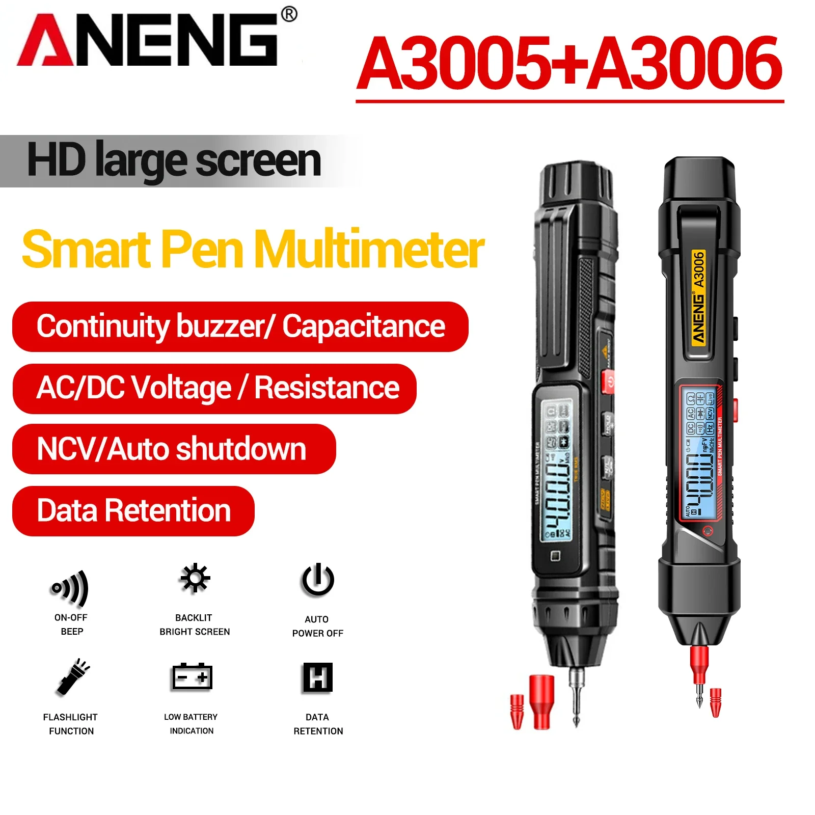 

Digital Multimeter Pen Type Professional 4000 Counts ANENG Meter Non-Contact Auto AC/DC Voltage Ohm Diode Tester For Tools