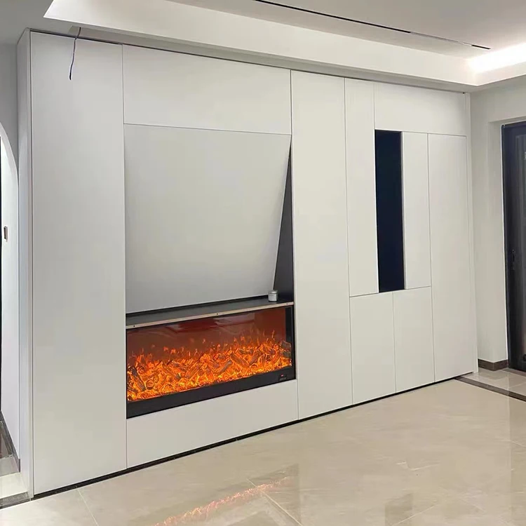 Soporte de Tv con luz Led moderna, accesorio decorativo 3d de 220 voltios, función de atenuación, montado en la pared, para interior, chimenea eléctrica para Hotel