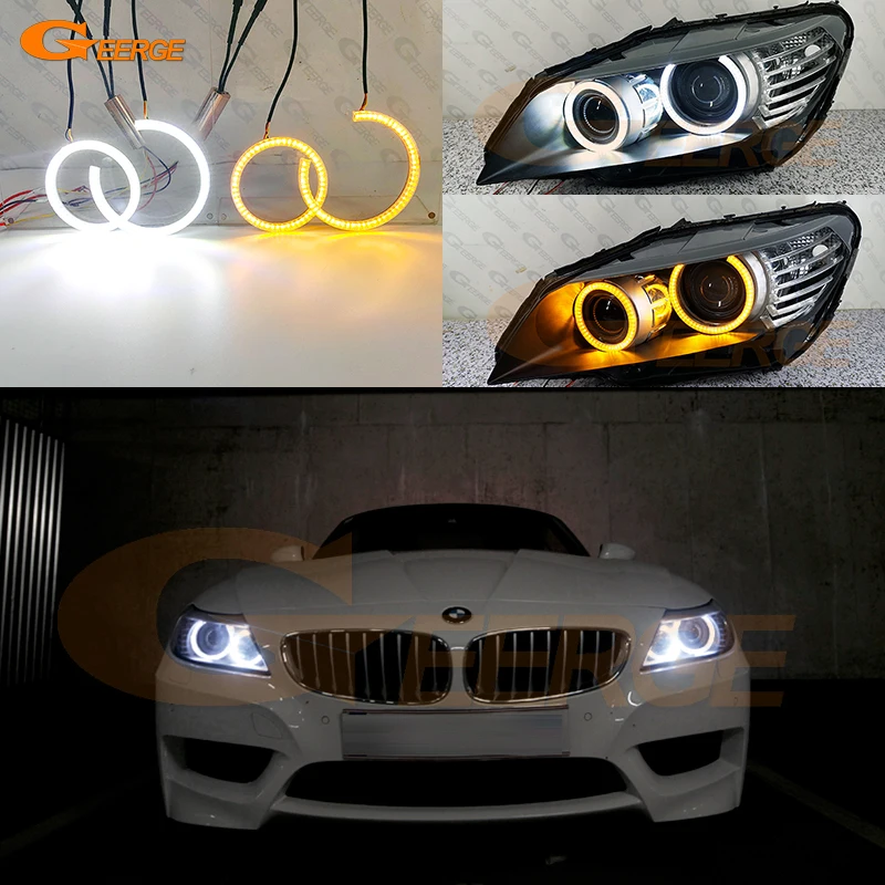 For BMW Z4 E89 2009 2010 2011 2012 - 2015 2016 Ultra Bright A/W Switchback Day Light Turn Signal LED Angel Eyes Kit Halo Rings