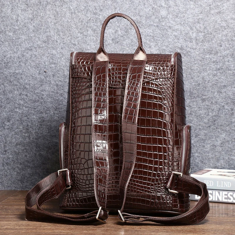 New Quality Business men\'s bag Real Cowhide Leather Crocodile Pattern backpack Men shoulder bags Genuine Leather backpack