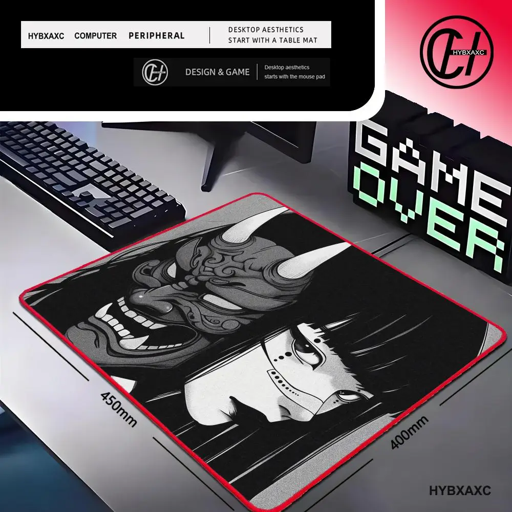 Anime Mouse Pad Small Size Oni Mask Girl Premium Deskmats Game Professional E-Sports Mousepad With Red Lock Edge High Quality