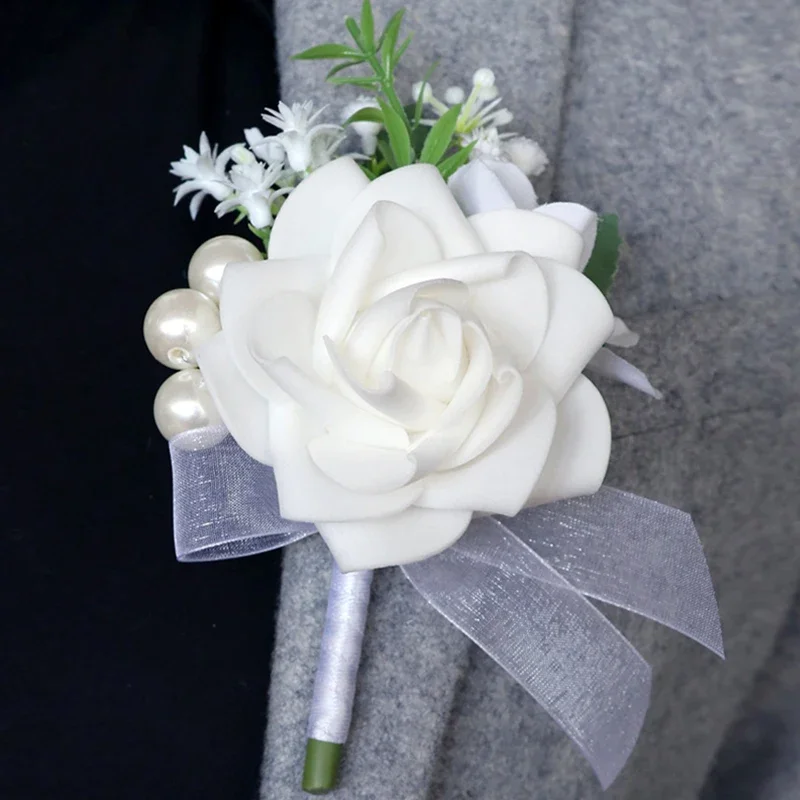 1 broche de rosa blanca para hombre, broche para novio de boda, para ceremonia de boda, aniversario, cena Formal, fiesta de graduación