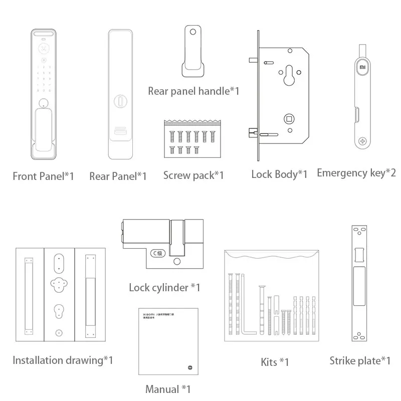Xiaomi Mijia Smart 3D Face Recognition Door Lock 1S Unlocking Fingerprint Scanner Bluetooth Password Intelligent Home Door Lock