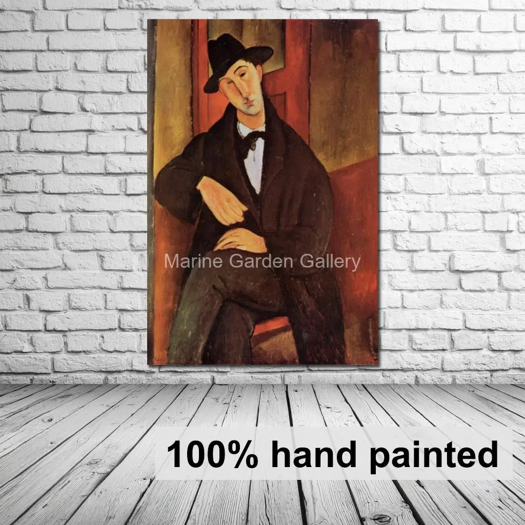 

Hand Painted Amedeo Modigliani Canvas Art Mario Varvogli Abstract Figurative Oil Painting Large Modern Decor for Study Room Bar