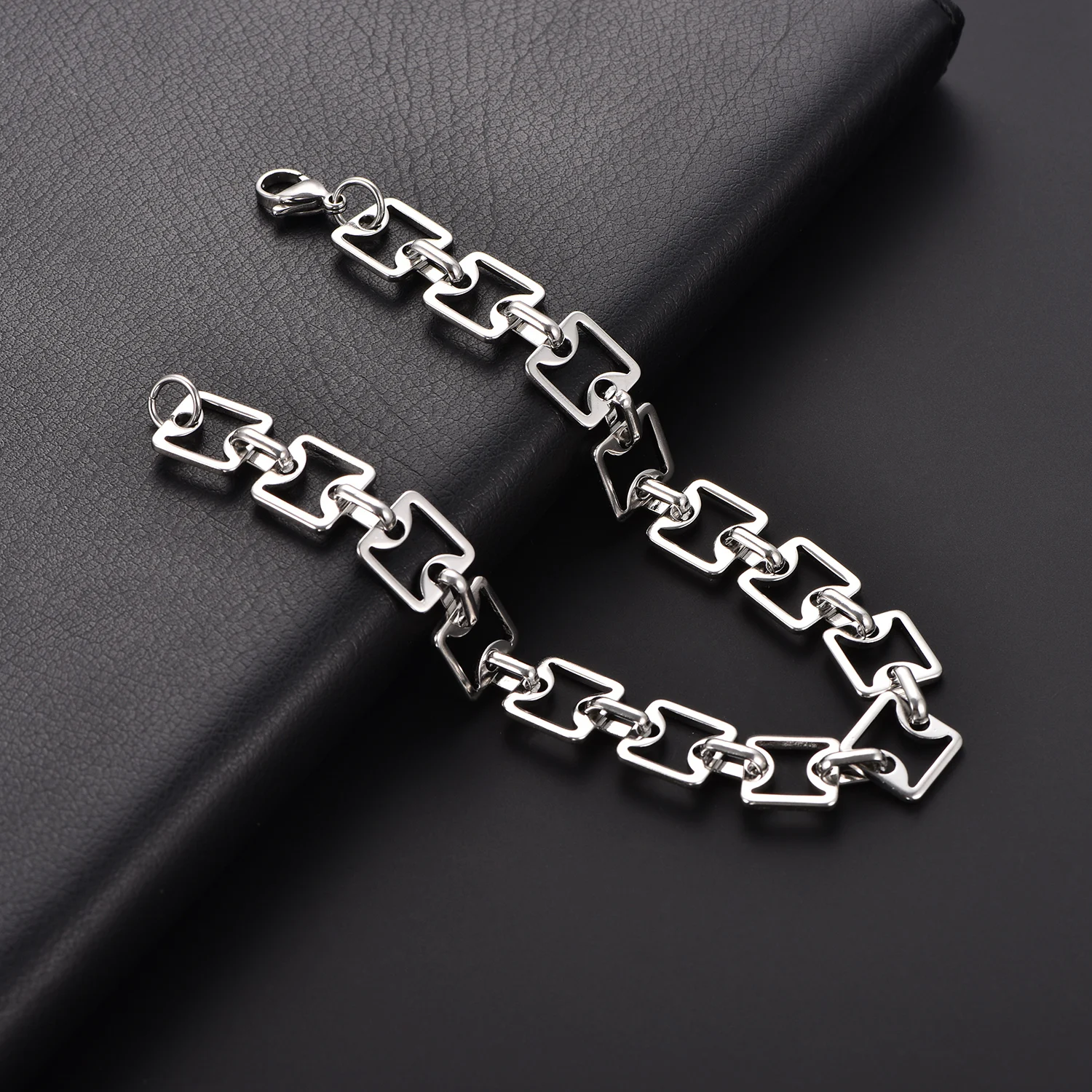 11MM Kreatives, nicht verblassendes Fußkettchen aus Edelstahl, Herrenarmbänder in Silberfarbe, hochwertige Panzerkette, Armband, Großhandelsschmuck – Detail 1