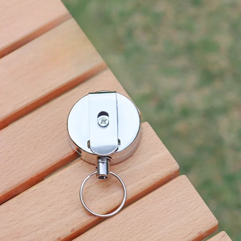 

Stainless Steel Keychain Badge Reel Easy To Pull Wire Rope Elastic Keyring Recoil Retractable Key Ring Anti Lost Pass Card Clip