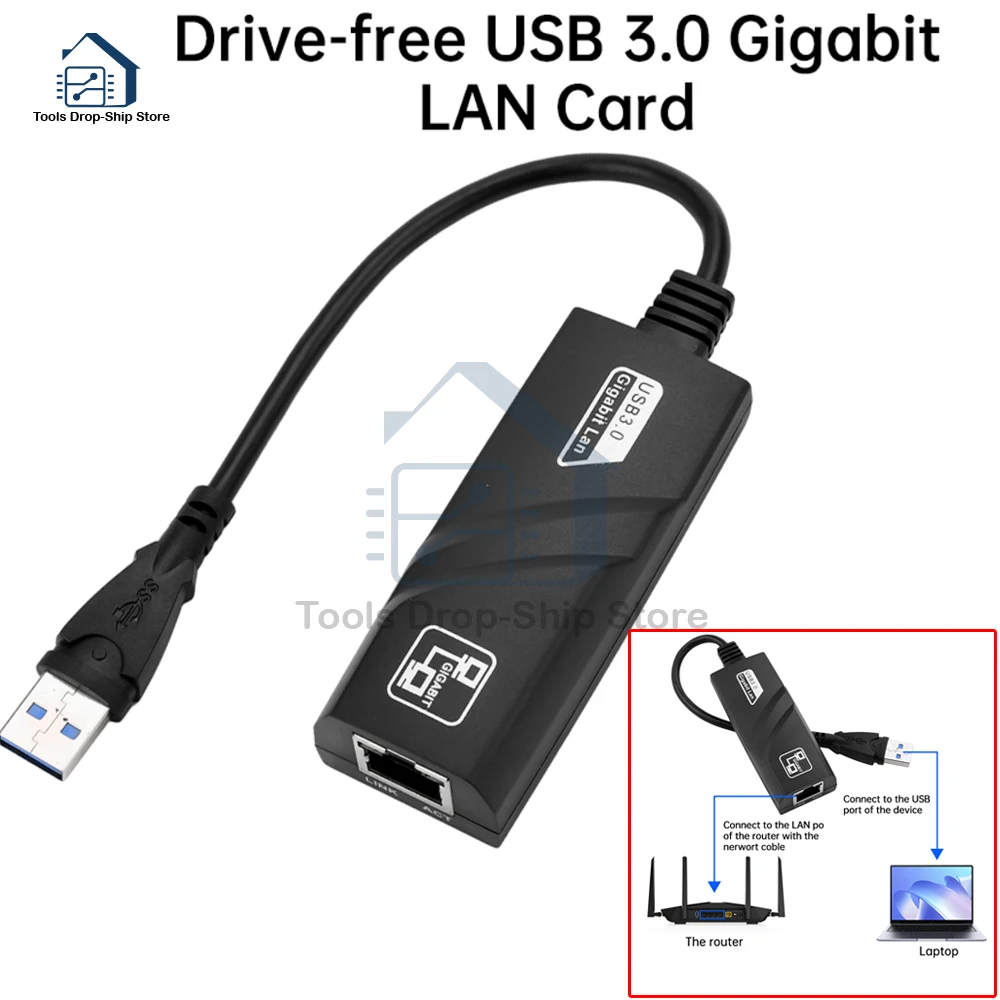 10/100/1000Mbps USB 3.0 Wired USB TypeC To Rj45 Lan Ethernet Adapter Network Card for PC Windows Laptop Network Card Adapter