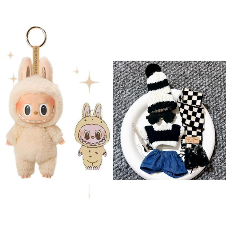 Labubu Anime Figures Labubu Clothes 17cm Cute Mysterious Toys Pvc Doll And Hobbies Ornaments Kids Gifts Clothes and Doll Sets