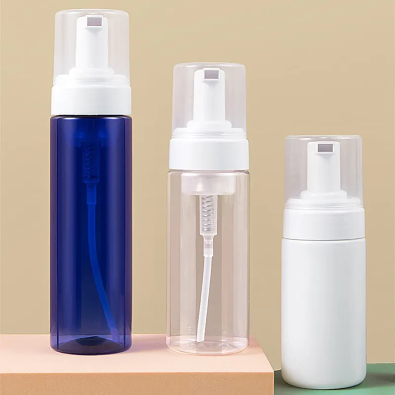 100pcs 100ml 150ml Clear Foam Pump Bottle Foaming Soap Dispenser Bottle White Blue Skin Care Packaging Cosmetic Packaging