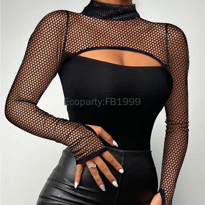 9 Types Women Fashion Slim Fit Off-shoulder Long-sleeved T-shirts Black Sexy Mock Neck Bodycon Tees Shirts Spring Autumn Tops