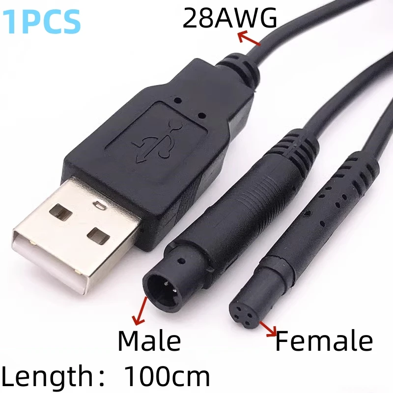 USB Data Cable to 4Pin Male/Female Adapter Cable for Car Environmental Cleaning Reversing Video Camera