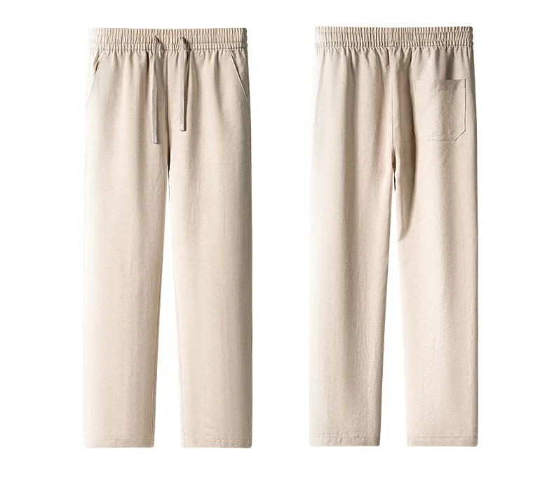 Bestseller Herren Leinen-Lyocell-Hose Sommer Dünn Weich Atmungsaktiv Lässig Cool Gerade Einfache Lange Hose Schwarz Outdoor Alltag – Detail 17