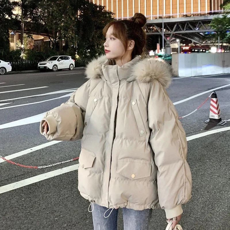 Down Padded Jacket 2024 New Women's Winter Thickened Short Loose Thin Casual Temperament Solid Color to Overcome the Coat