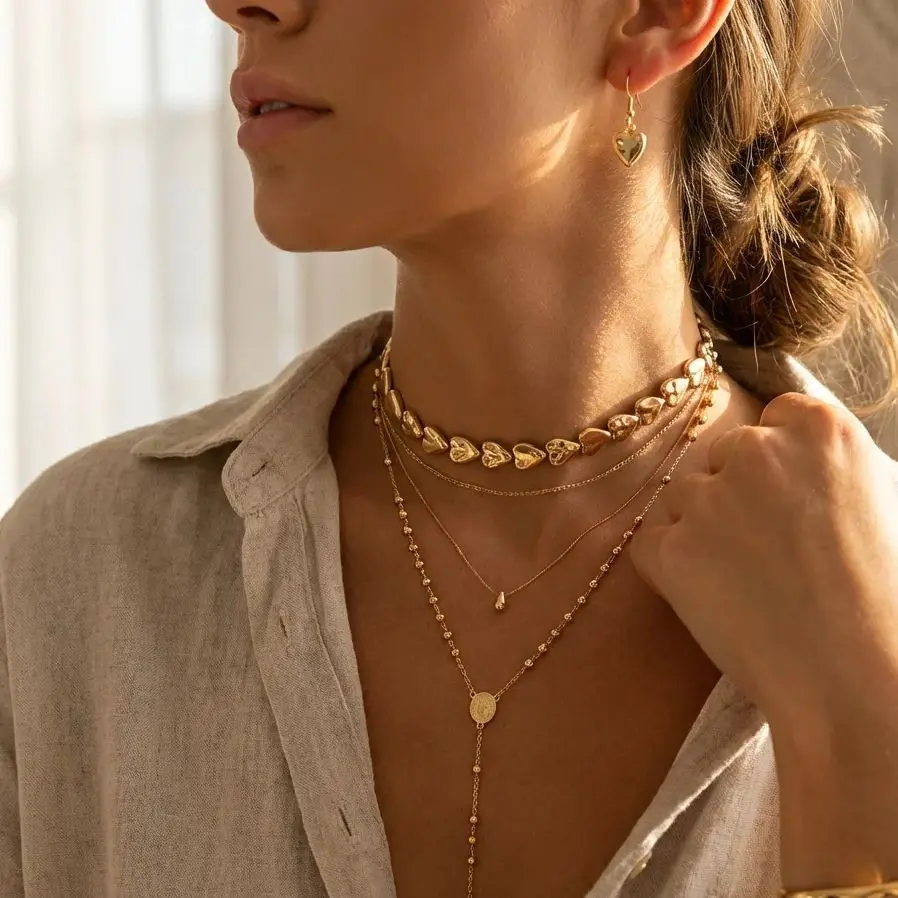 

Multilayer Snake Chain Necklace for Women Gold Color Irregular Lariat Coin Pendant Choker 2026 New Year Party Jewelry Accessory