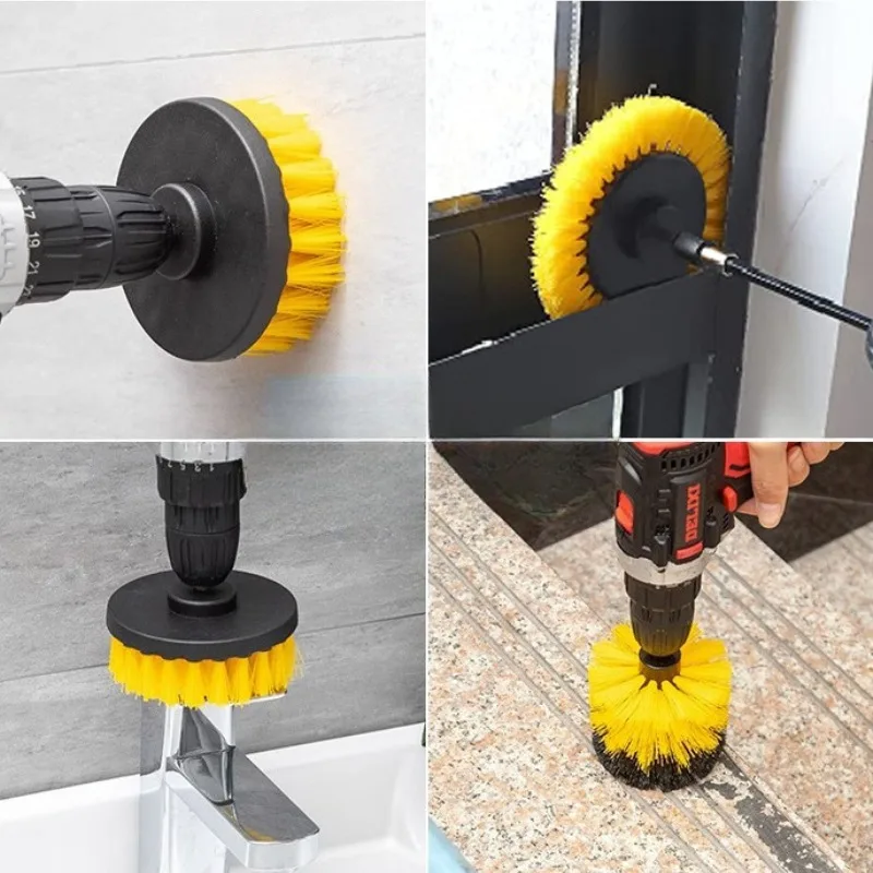 Electric Drill-Brush Kit Power Scrubber Brush For Carpet Bathroom Surface Tub Furniture Shower Tile Tires Cleaning Tool