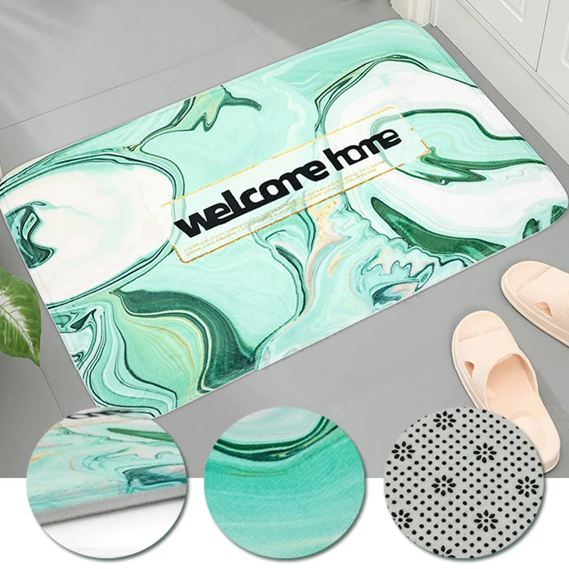 Living Room Carpet Light Luxury Bathroom Mat Marble Pattern Doormat Non Slip Mat Kitchen Toilet Bathtub Side Absorbent Area Rugs