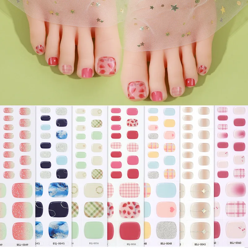 Pegatinas para uñas de los pies, Gel semicurado UV Popular, tiras para los pies, envolturas de esmalte impermeables, cobertura completa, lámpara UV necesaria, 2023