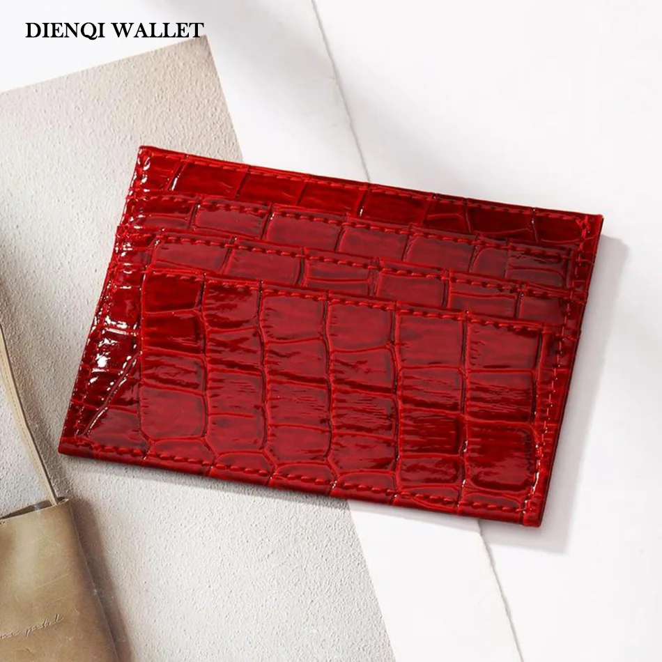 Women's Simple Solid Crocodile Wallet Casual Ultra-thin Simple Card Holder Multi-slot Business Card Holder Suitable for Girls