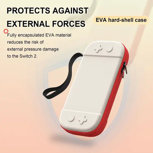 Imagen 2 del producto Estuche de transporte Switch 2, bolso de carcasa dura EVA con almacenamiento de tarjetas de juego, Compatible con NS2, organizador de nailon duradero