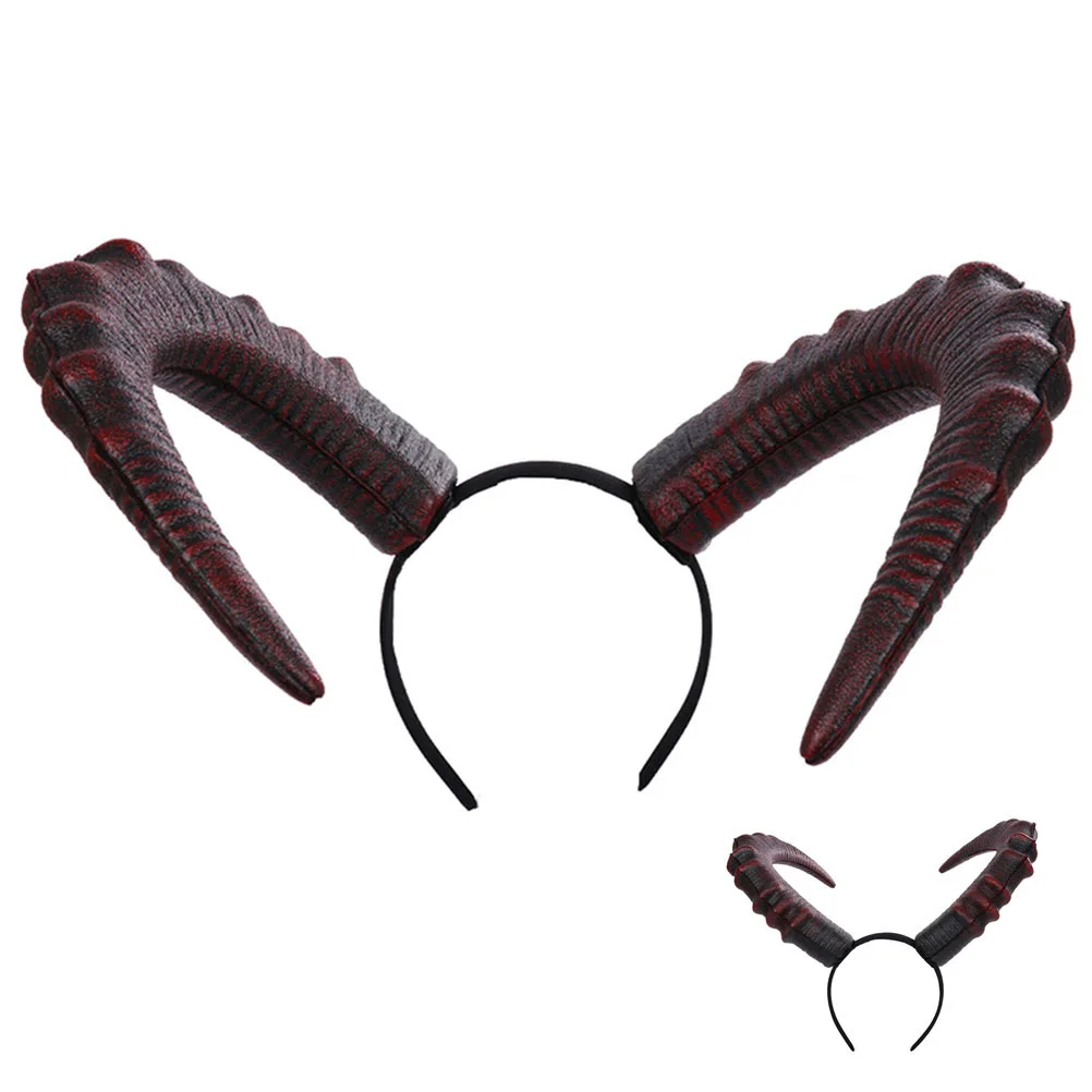 

Demon Horn Headband While Ox Horns Hairband Halloween Accessories Performance Props Pu Costume Women Women's