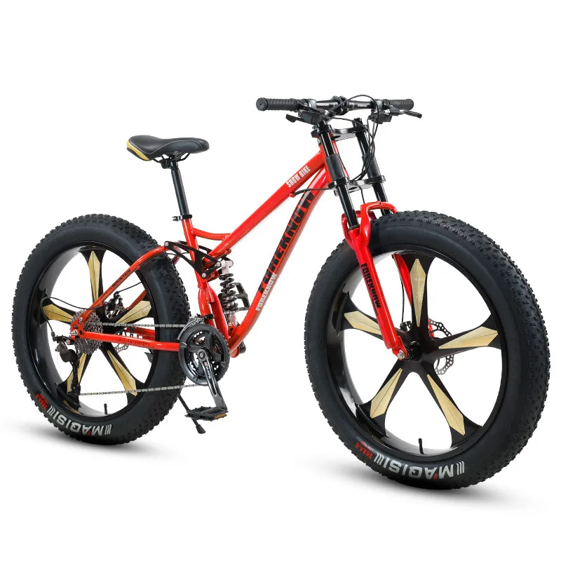 AliExpress NONE 26 inch 4.0 Fat Tire MTB Full Suspension Fatbike soft tail Mountain Bike Beach Snow bicicleta Carbon Steel Cross Country Bicycle