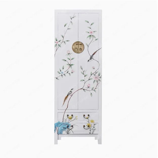 XX New Chinese hand-painted wardrobe solid wood antique simple storage cabinet