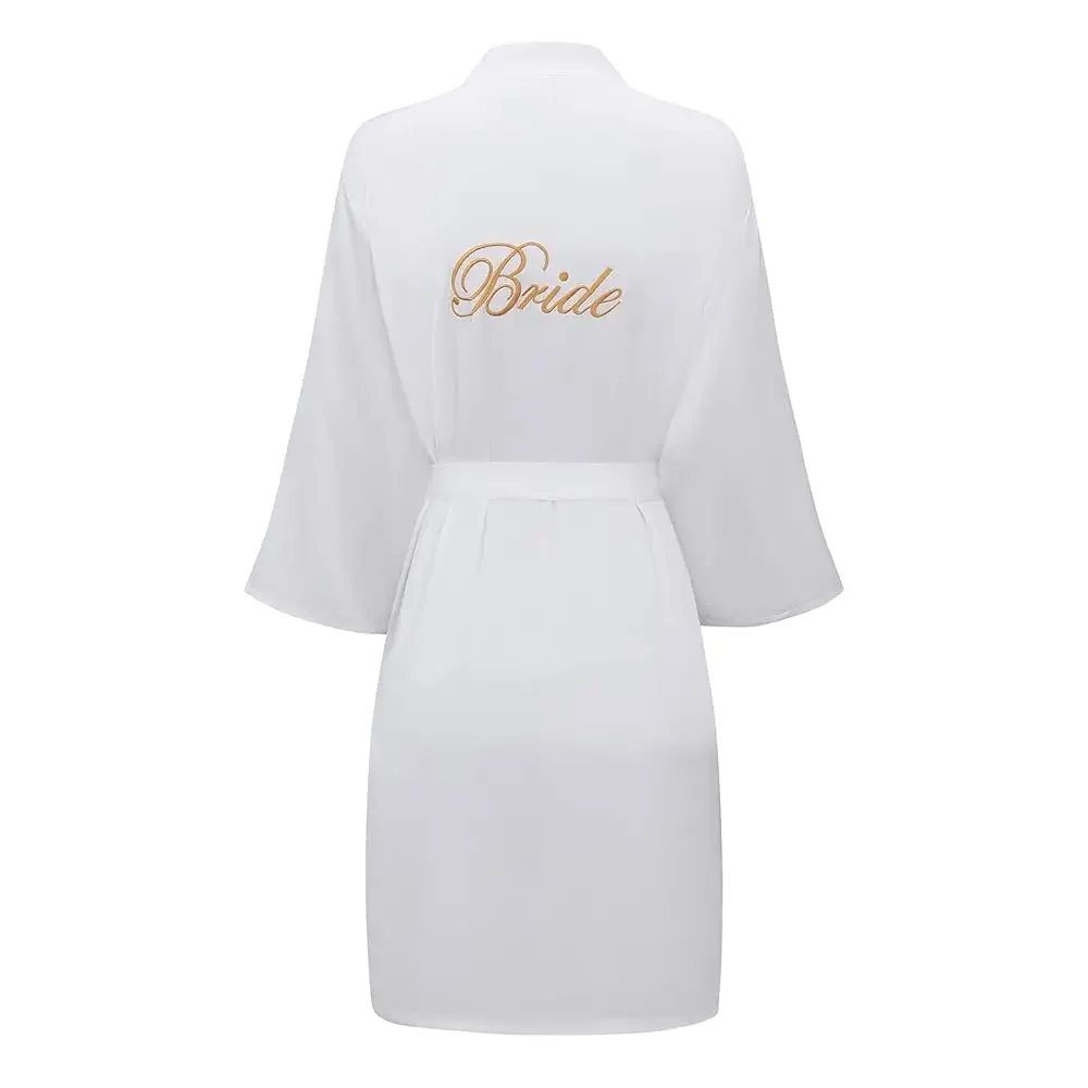 

Женские халаты для невесты и подружек невесты с кружевной отделкой - шелковистые халаты для свадебной вечеринки, вышитые атласные кимоно