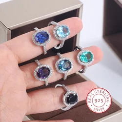 Beautiful Colored  925 Sterling Silver Ring for Women Stylish 6-color Oval Ring High Quality Party Jewelry Engagement Ring