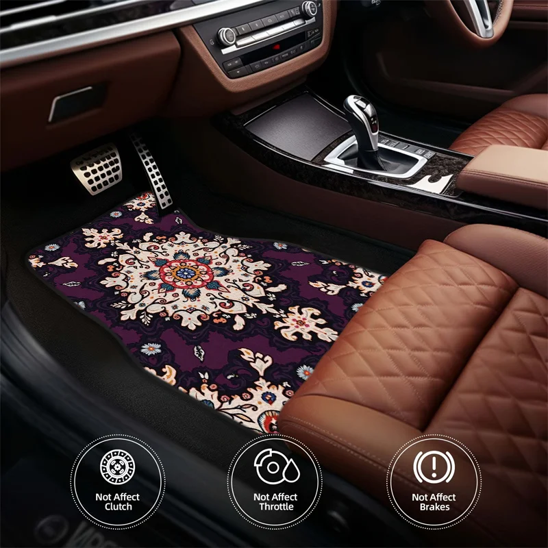 

4pcs Bohemian Style Universal Car Mats, Suitable For Front And Rear Seat Protection For All Vehicles, Fashionable And Durable Au