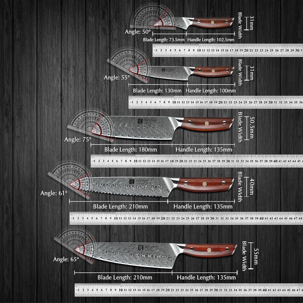 Xinzuo 5pcs Küchenmesser set Damaskus Edelstahl messer japanischer neuer Koch Paring Santoku Slicing Utility Kochmesser
