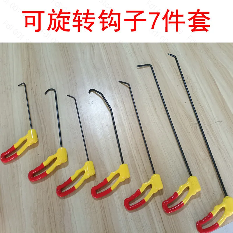 8 PCS Rotated Handle Window Repair Car Dent Repair Kit Rotating Handle Car Repair Hook Handle Spring Steel Rod
