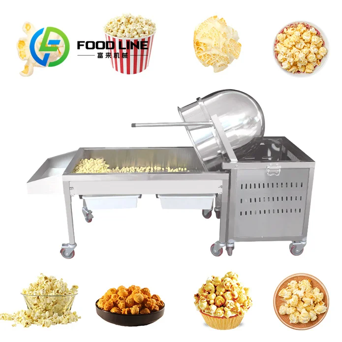 Customized Caramel Popcorn Making Machine Balanced Rotating Agitator Uneven Coating And Waste Of Raw Caramel Sugar Materials