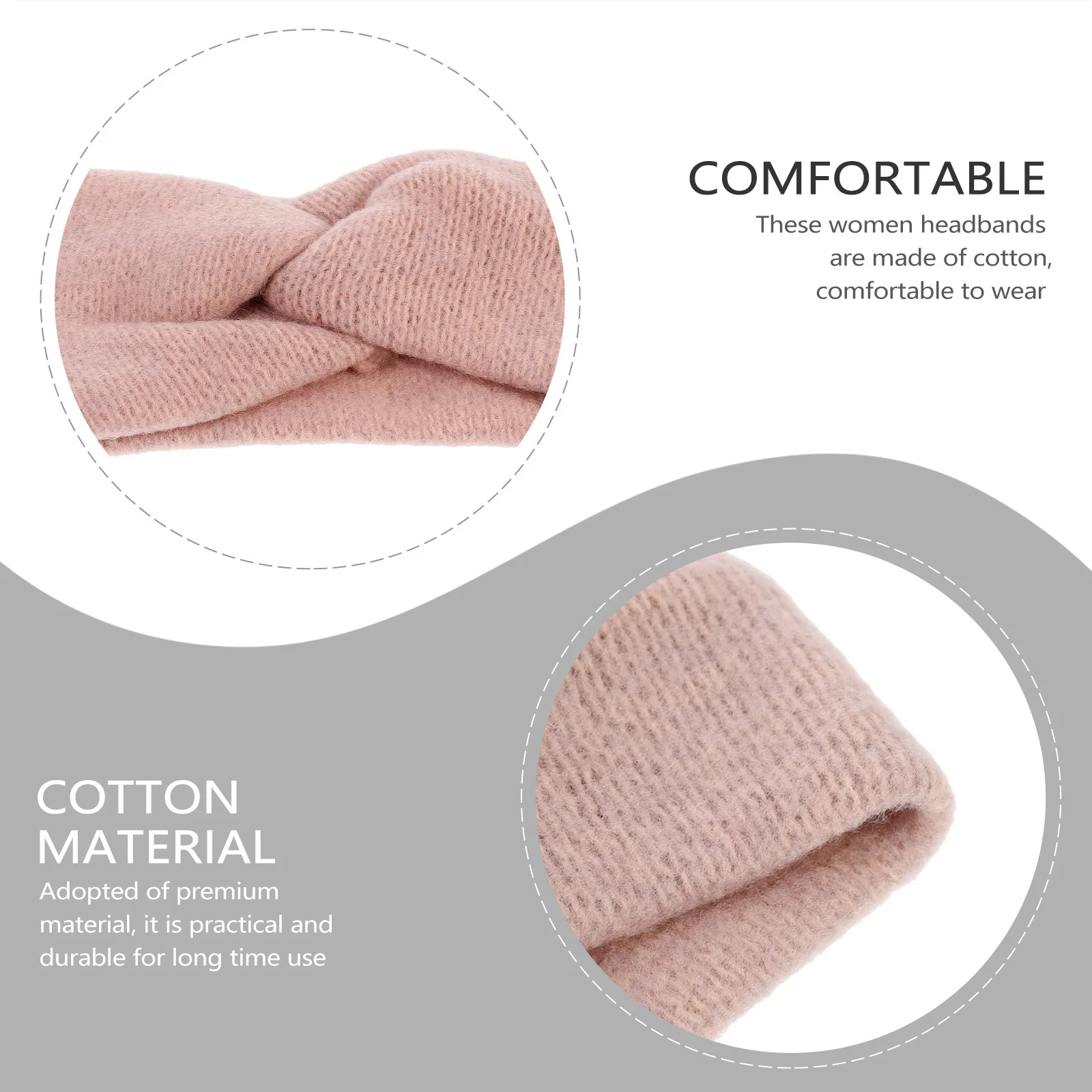 

3Pcs Warm Breathable Anti-Slip Headbands Thick Cotton Elastic Winter Ear Wraps Hairband Ear Warmers Wide Headbands