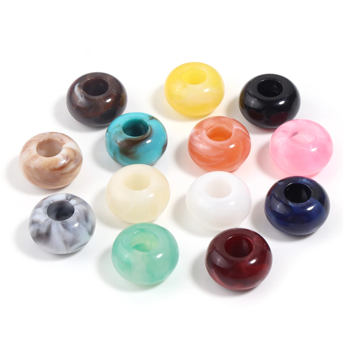 50 Stück 14 x 8 mm Acrylperlen aus imitiertem Jadestein, bunte Abakusperlen mit großem Loch für die Schmuckherstellung, DIY-Halskette, Armbandzubehör