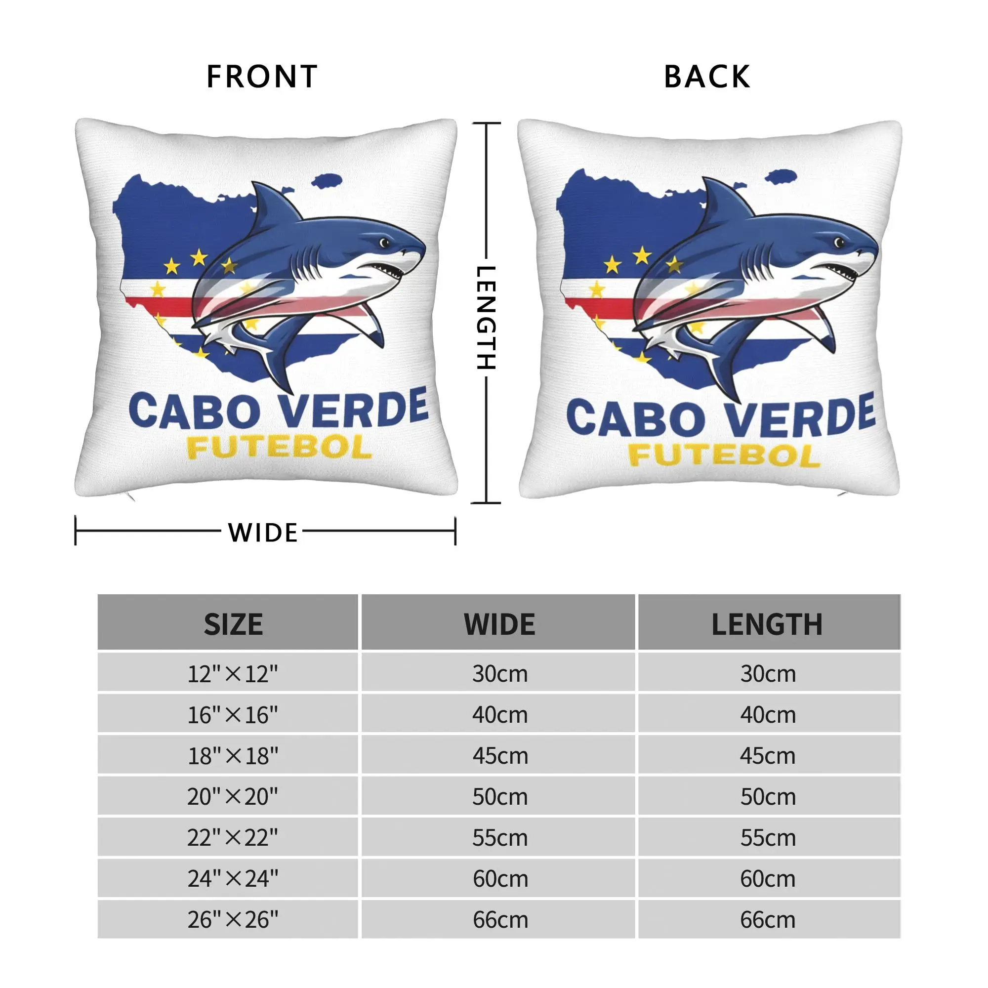 Cape Verde Cabo Verde Soccer Blue Shark  Pillowcase Polyester Cushion Cover Decorative  Pillow Case Cover Seater Zippered 18'