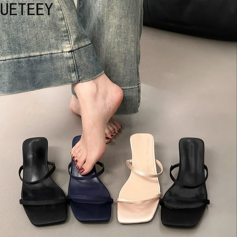 Designer Summer Narrow Band Heel Women Slippers Shoes Fashion Open Toe Shoes Design Style Banquet Party Sandals Shoes